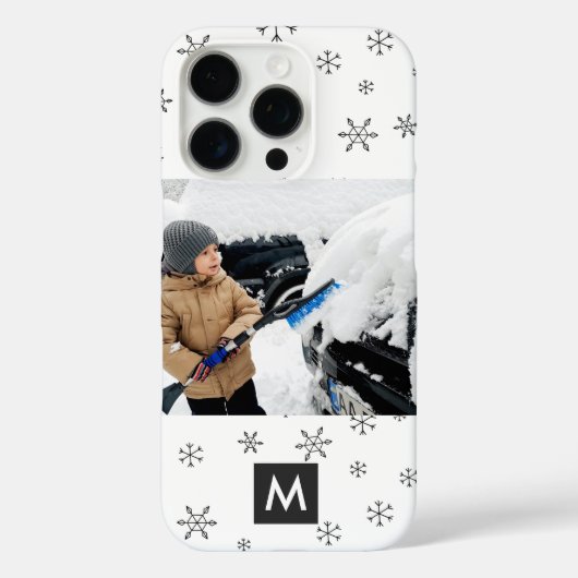 Custom Photo Christmas Snowflakes Monogram Case-Mate iPhone Hülle (Rückseite)