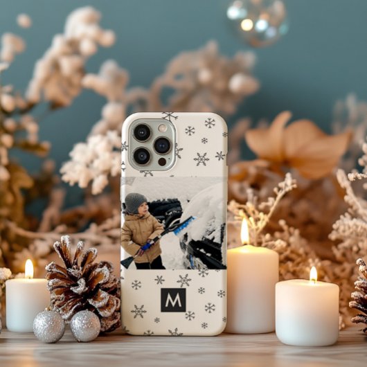 Custom Photo Christmas Snowflakes Monogram Case-Mate iPhone Hülle