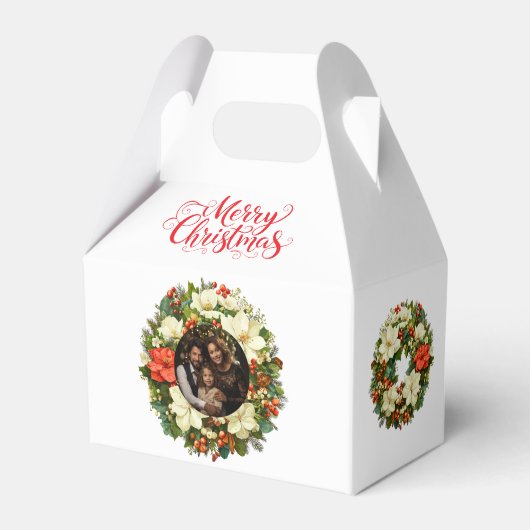 Custom Photo Christmas Wreath Favor Gift Box Geschenkschachtel (Vorderseite)