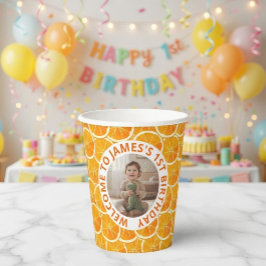 Custom Photo & Citrus Birthday  Pappbecher
