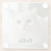 Custom photo coaster with snow white cat glasuntersetzer (Rückseite)