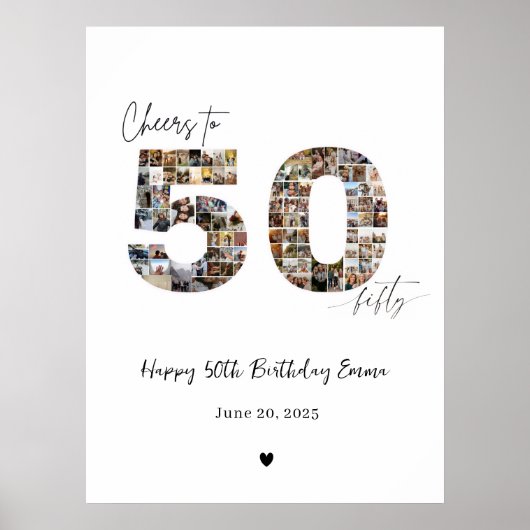 Custom Photo Collage 50th Birthday Poster Gift (Vorne)