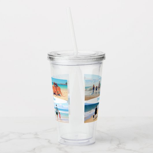 Custom Photo Collage Acrylic Tumbler with Text Acryltrinkbecher (Links)