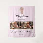 Custom Photo Collage Christening Baptism Backdrop Wandteppich (Vorderseite)