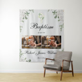 Custom Photo Collage Christening Baptism Backdrop Wandteppich (Beispiel)