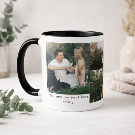 Custom Photo Collage Love Story Tasse