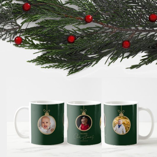custom photo collage Merry Christmas bauble Kaffeetasse