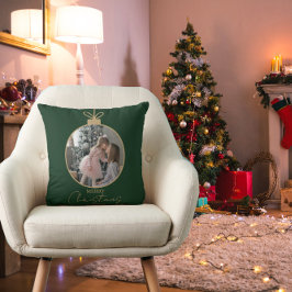 custom photo collage Merry Christmas bauble Kissen