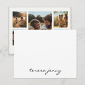 Custom Photo Collage | Modern Minimal Monogram  Mitteilungskarte (Vorne/Hinten)