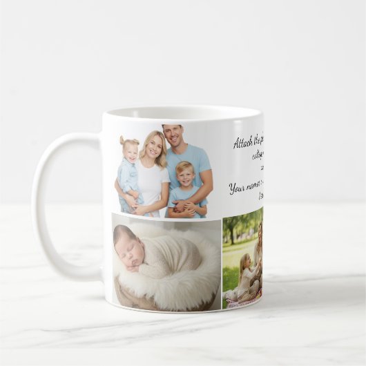 Custom Photo Collage Mug – Your Photo & Your Text  Kaffeetasse (Links)