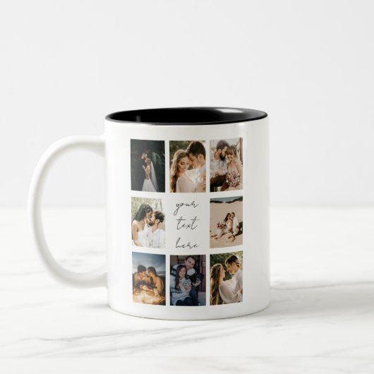 Custom Photo Collage Personalized Picture Family Zweifarbige Tasse (Links)