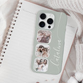 Custom Photo Collage Personalized Sage Green iPhone Hülle