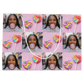 Custom Photo Collage Retro Modern Trendy Family Große Geschenktüte (Rückseite)