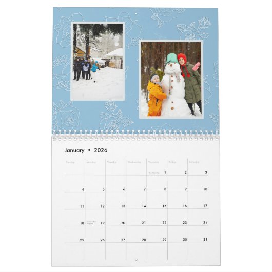 Custom photo collage Rose Line Art 2026 Kalender (Jan 2026)