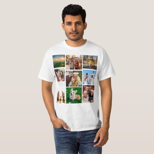 Custom Photo Collage Shirt, Custom 9 Photos T-Shirt (Vorne ganz)