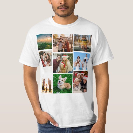 Custom Photo Collage Shirt, Custom 9 Photos T-Shirt (Vorderseite)