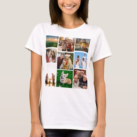 Custom Photo Collage Shirt, Custom 9 Photos   T-Shirt (Vorderseite)