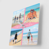 Custom Photo Collage Text Family Love Personalized Quadratische Wanduhr (Winkel)