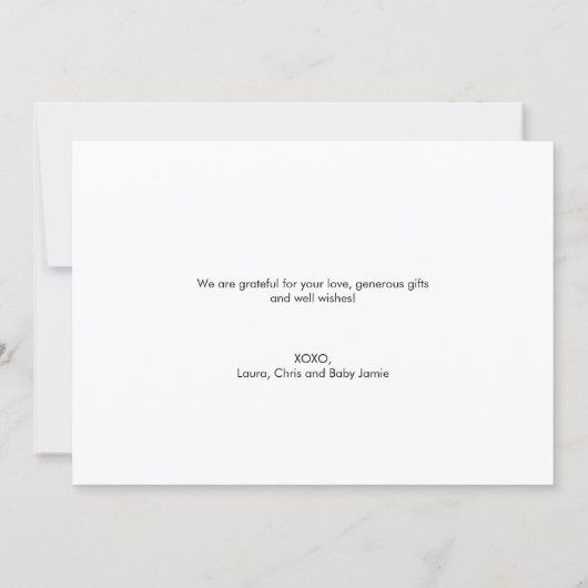 Custom Photo Collage Thankful Baby Shower Dankeskarte (Rückseite)