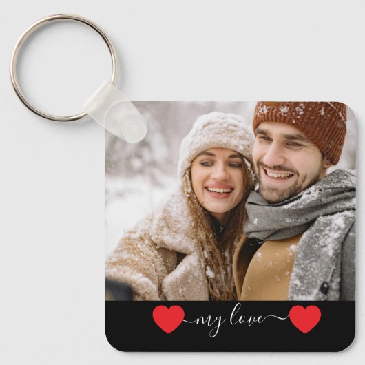 Custom Photo Couple Love Keychain Schlüsselanhänger (Vorderseite)