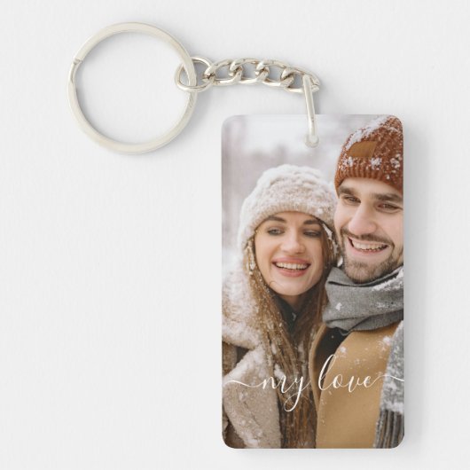 Custom Photo Couple My Love Keychain Schlüsselanhänger (Vorderseite)