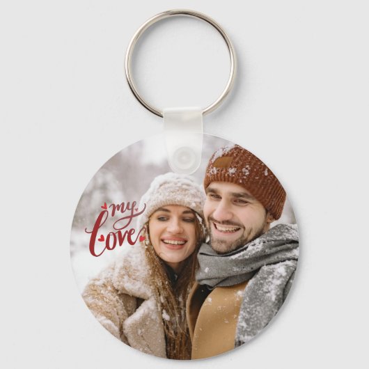 Custom Photo Couple My Love Keychain Schlüsselanhänger (Vorderseite)