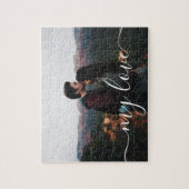 Custom Photo Couple Romantic Script Keepsake Puzzle (Vertikal)
