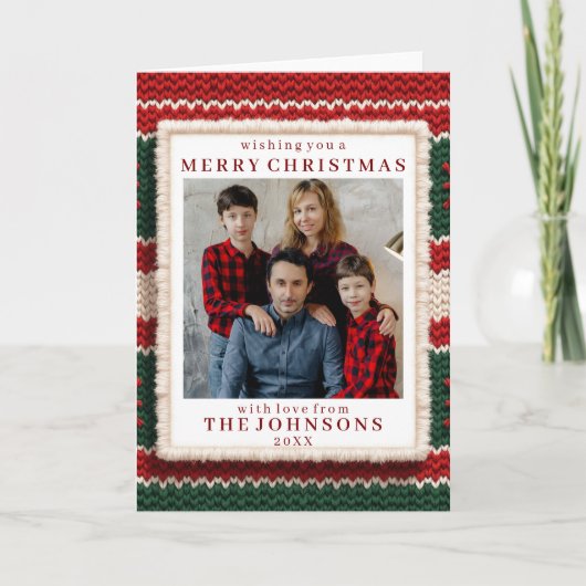 Custom Photo Cozy Knitted Sweater Frame Greeting Karte (Vorderseite)
