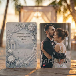 Custom Photo Cream Hydrangea Neoclassical Wedding Dankeskarte