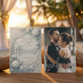 Custom Photo Cream Hydrangea Neoclassical Wedding Dankeskarte