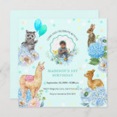 Custom Photo Cute Animals Birthday Invitation Einladung (Vorne/Hinten)