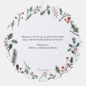 Custom Photo Cute Hand Drawn Holiday Foliage Ornament Karte (Rückseite)