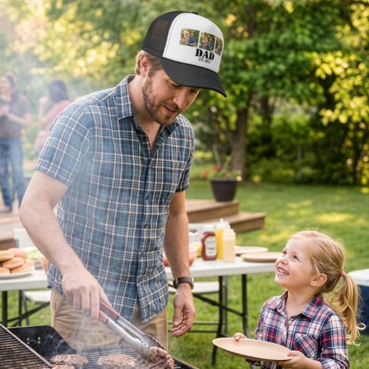 Custom Photo Dad Established Minimal Typography Truckerkappe