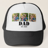 Custom Photo Dad Established Minimal Typography Truckerkappe (Vorderseite)