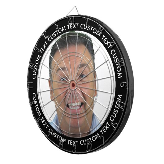 Custom Photo Dartboard & Text - BLACK Surround Dartscheibe (Vorderseite rechts)