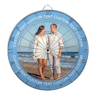 Custom Photo Dartboard & Text - NAVY BLUE Surround Dartscheibe