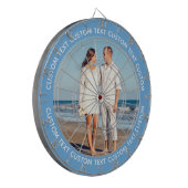 Custom Photo Dartboard & Text - NAVY BLUE Surround Dartscheibe (Vorderseite Links)