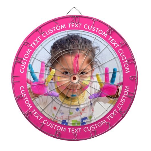 Custom Photo Dartboard & Text - PINK Surround Dartscheibe (vorne)