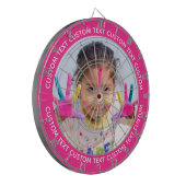 Custom Photo Dartboard & Text - PINK Surround Dartscheibe (Vorderseite Links)