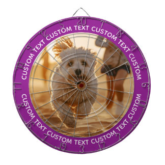 Custom Photo Dartboard & Text - PURPLE Surround Dartscheibe