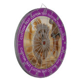 Custom Photo Dartboard & Text - PURPLE Surround Dartscheibe (Vorderseite Links)