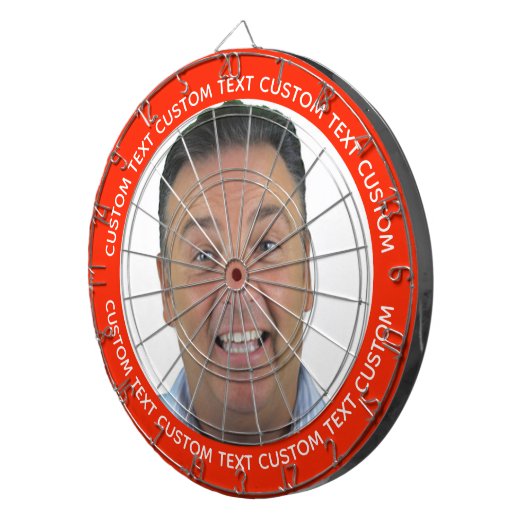 Custom Photo Dartboard & Text - RED Surround Dartscheibe (Vorderseite rechts)