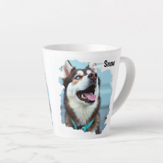 Custom Photo Dog Husky Name Blue Latte Mug Milchtasse