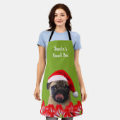 Custom Photo Dog Red Santa Hat & Orchids Mom Gift Schürze (Getragen)