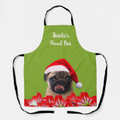 Custom Photo Dog Red Santa Hat & Orchids Mom Gift Schürze (Vorderseite)