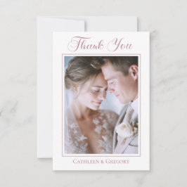 Custom Photo Dusty Pink Floral Wedding Calligraphy Dankeskarte