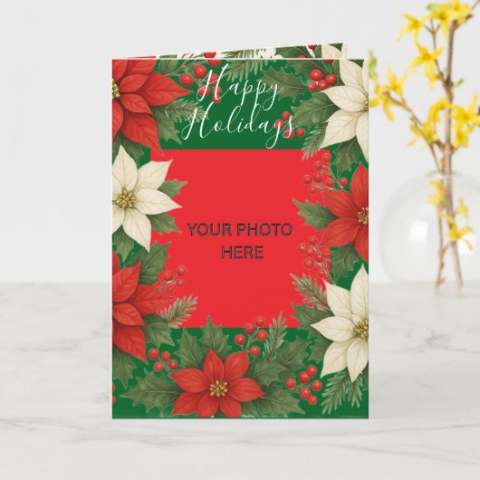 Custom Photo Elegant Timeless Christmas Karte (Gelbe Blume)