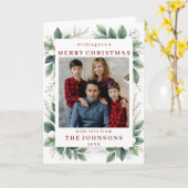 Custom Photo Elegant Winter Greenery Frame Karte (Gelbe Blume)
