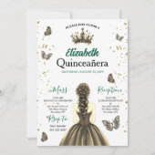 Custom Photo Emerald Green Quinceañera Invite Einladung (Vorderseite)