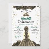 Custom Photo Emerald Green Quinceañera Invite Einladung (Vorderseite)